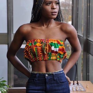 Women African Print bandeau  Crop Top