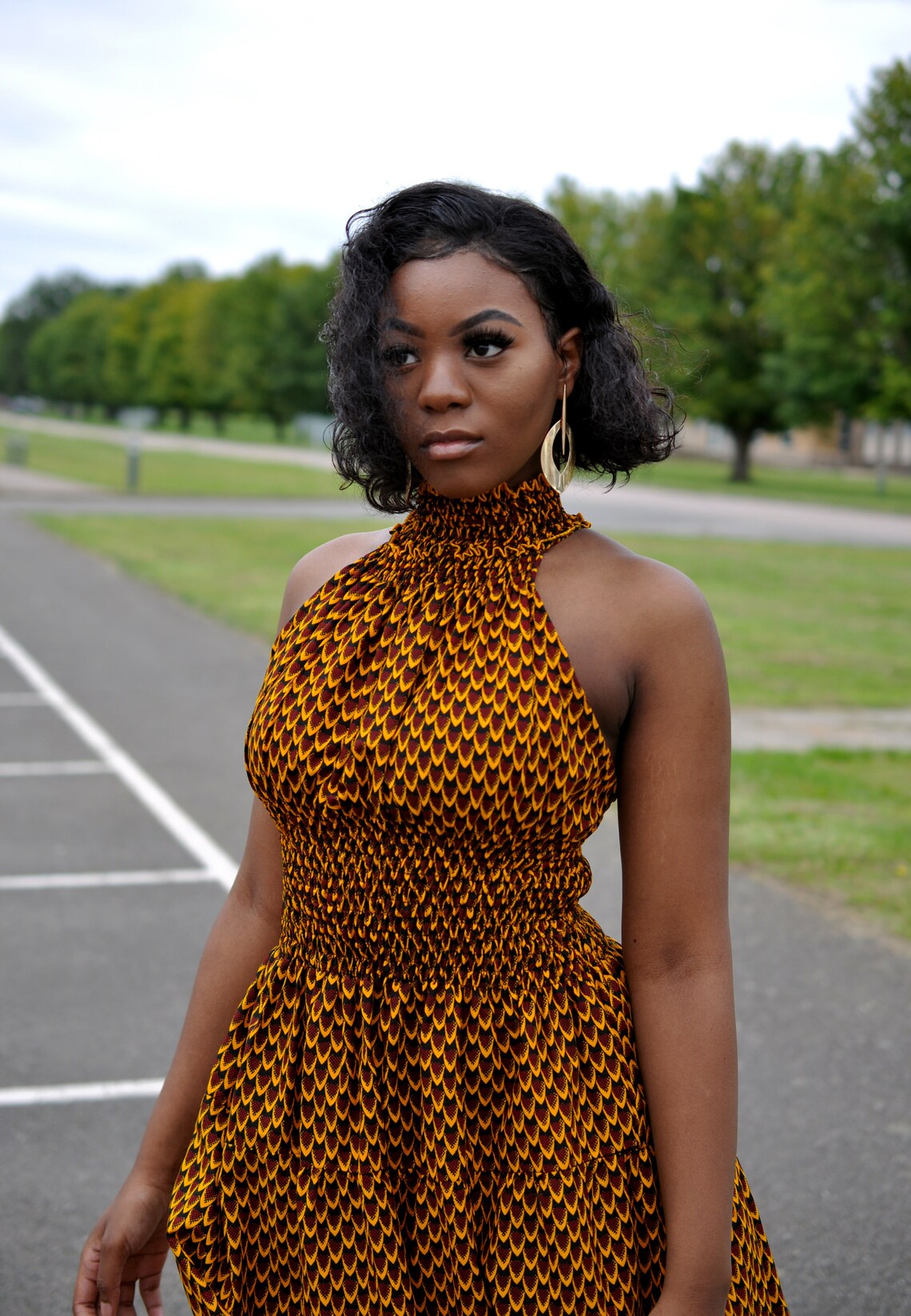 Mustard Yellow Halter Neck Ankara Maxi Dress Womens's - Etsy UK