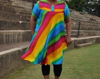Size 8-16 Rainbow Free  Dashiki Dress/ Women Causal Dress