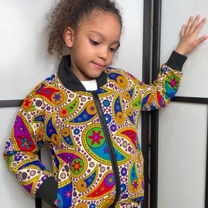 Unisex kids Ankara print bomber jacket/African print bomber jacket,gift for kids, Christmas gift.