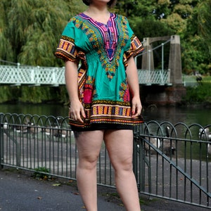 One Size Kaftan Dashiki Dress, African House Dress with Front Zip, Dashiki Print Long Dress, Plus Size  Lightweight Loungewear,