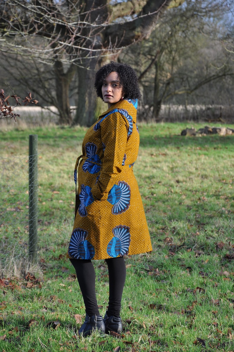 African print Trench Coat