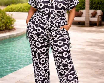 Women’s African Print Palazzo Trouser and Kimono Set