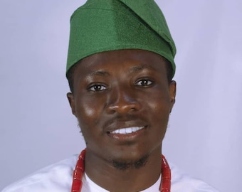 Handmade Aso Oke Fila Cap - Traditional Nigerian Headwear