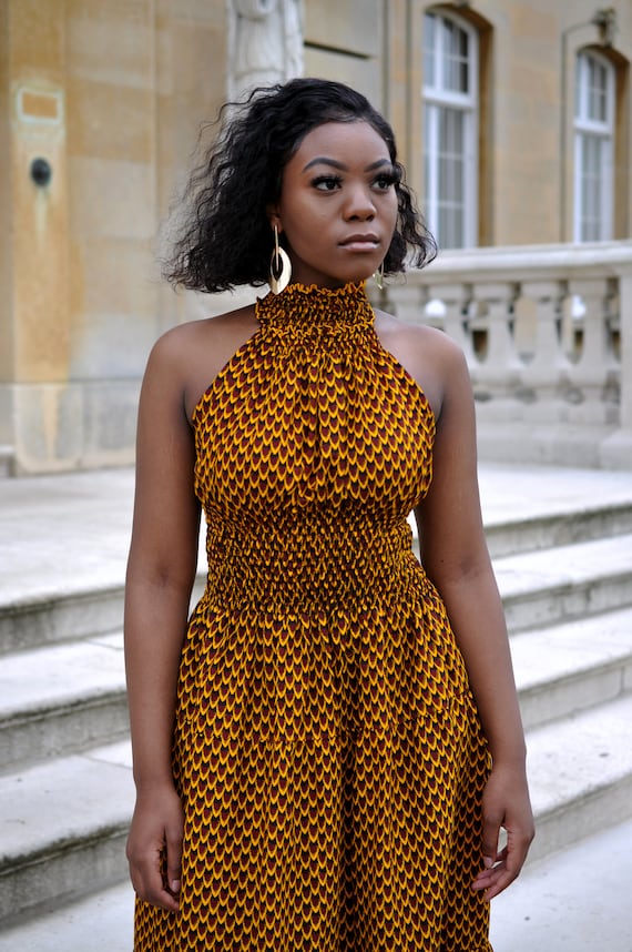 yellow halter dress