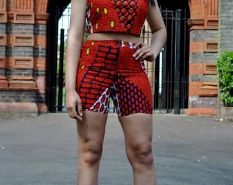 African print short and crop top