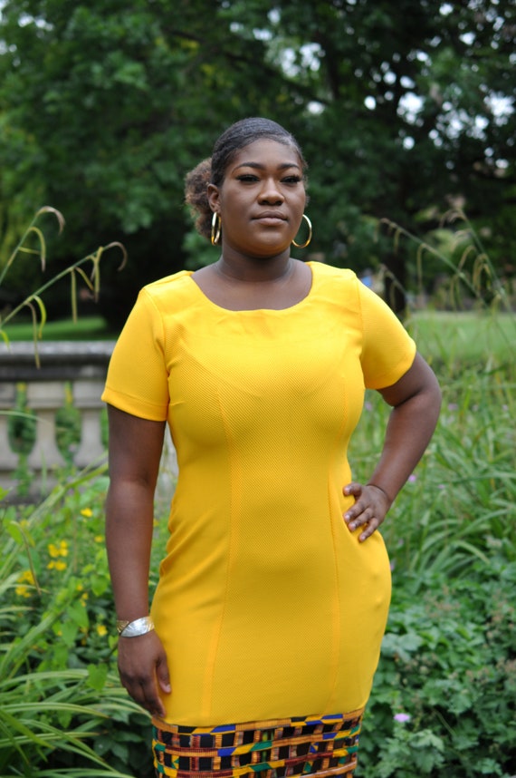 ebony yellow dress Tiered Prom Curvy Black Girl Slays so your bridal party feels as amazing as they look Sinead Gorey HACIENDA STRIPE ASYMMETRIC