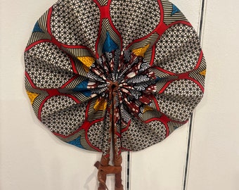 African Print Handheld Ankara fabric fan/fabric leather fan