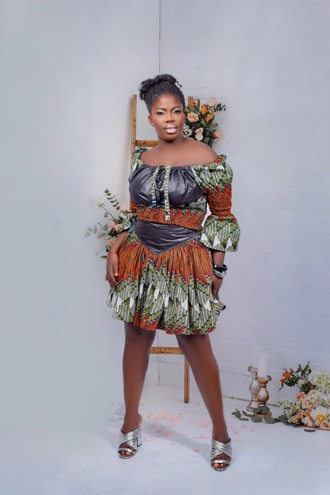 knee length african print dresses Dress | Ankara Fit & Flare Dress | Handmade Women's Clothing 3 piece wedding suit