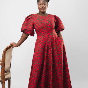 Robe à manches bouffantes Ankara | Robe de cérémonie pour femme africaine | Vêtements pour femmes africaines