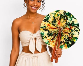 African Print Hand Fan – Handmade Ankara Folding Fan