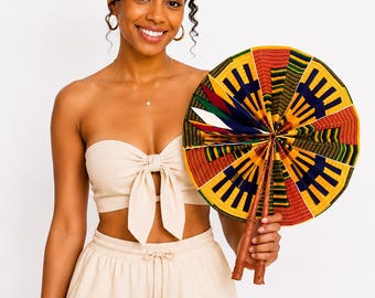 African Print Hand Fan – Handmade Ankara Folding Fan