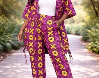 Women’s African Print Palazzo Trouser and Kimono Set