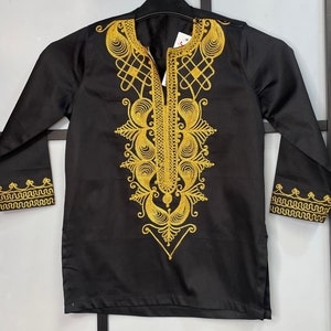 Boys Black Polished cotton and Embroidery shirts.