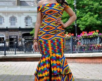 African print prom dress | African Kente print prom dress | Women’s African dress | prom dress