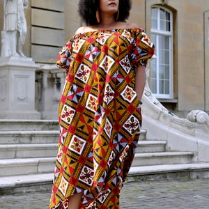 Off Shoulder Ankara Maxi Summer Dress