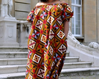 Off Shoulder Ankara Maxi Summer Dress