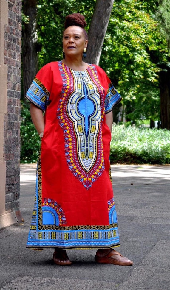 Pink Cotton Dashiki Dress, African Print, Zip Front Kaftan Pink Cotton Dashiki Dress, African Print, Zip Front Kaftan