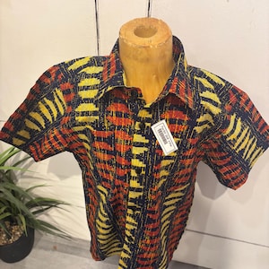 Kids Boys 8-10 African Print shirt with long Sleeves, African kids outfit, Ankara Shirt, African Baby Boy outfit, Toddler African clothing.