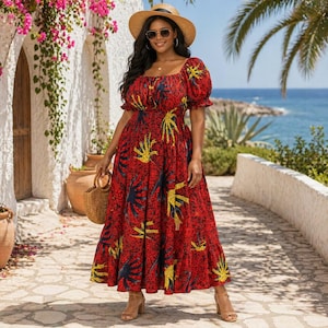 flowy african dresses Printed Maxi Dress Kimonos African Dresses Flowy Cardigans Beach Outfits Blue A