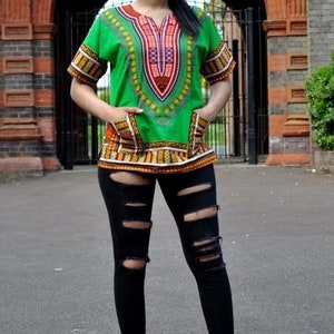 Green Unisex Dashiki Shirt