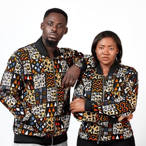 Unisex African Kente Print Bomber Jacket | Ankara Jacket