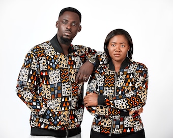Unisex African Kente Print Bomber Jacket | Ankara Jacket