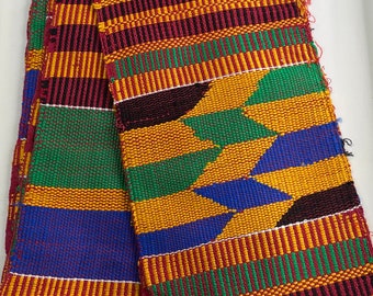 Kente fabric strip, Kente mufflers/Authentic Handwoven piece/Graduation Stole. Gifts ideas