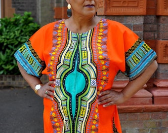 Robe One Size Kaftan Dashiki | Robe de maison africaine | Robe longue imprimé Dashiki | Robe de maison