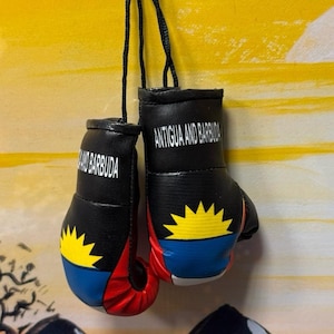Antigue and Barbedos Decor Flag Boxing Gloves Car Mirror Hanging Ornament