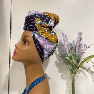 African print Kente Head wrap head tie scarf,