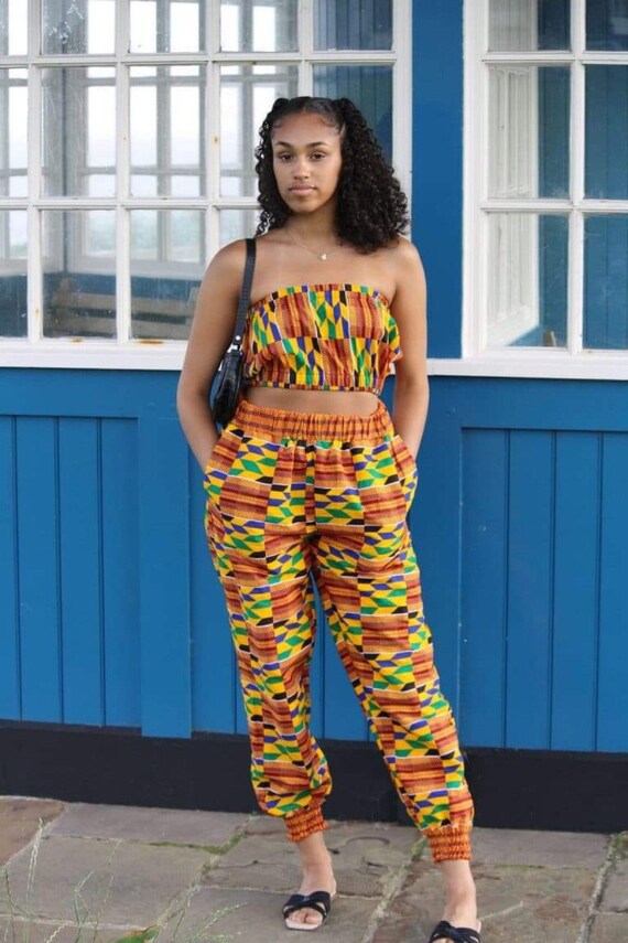 African Print Bandeau Crop Top and 