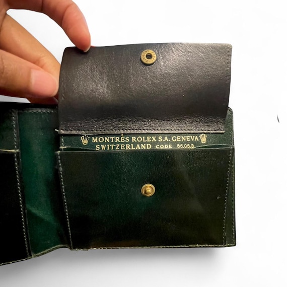 Vintage Rolex Dark Green Leather Wallet. Slight Imperfections