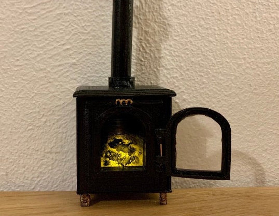 12th Escala Dollhouse chimenea brillante quemador de troncos | Etsy