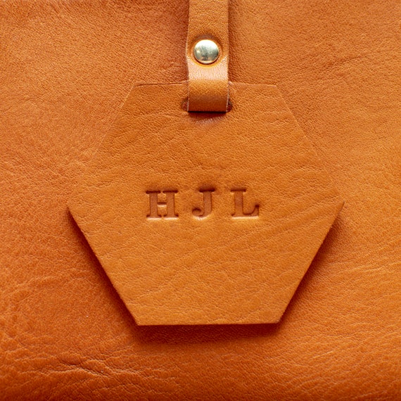 Tan Hexagon Leather Luggage Tag 