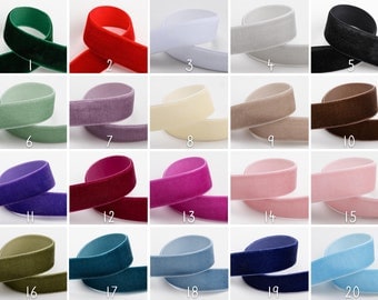 Velvet ribbon 10 meters various widths and colors