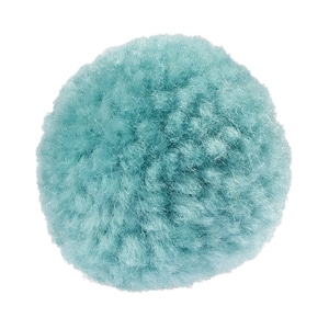 May include: A light blue fluffy pom pom.