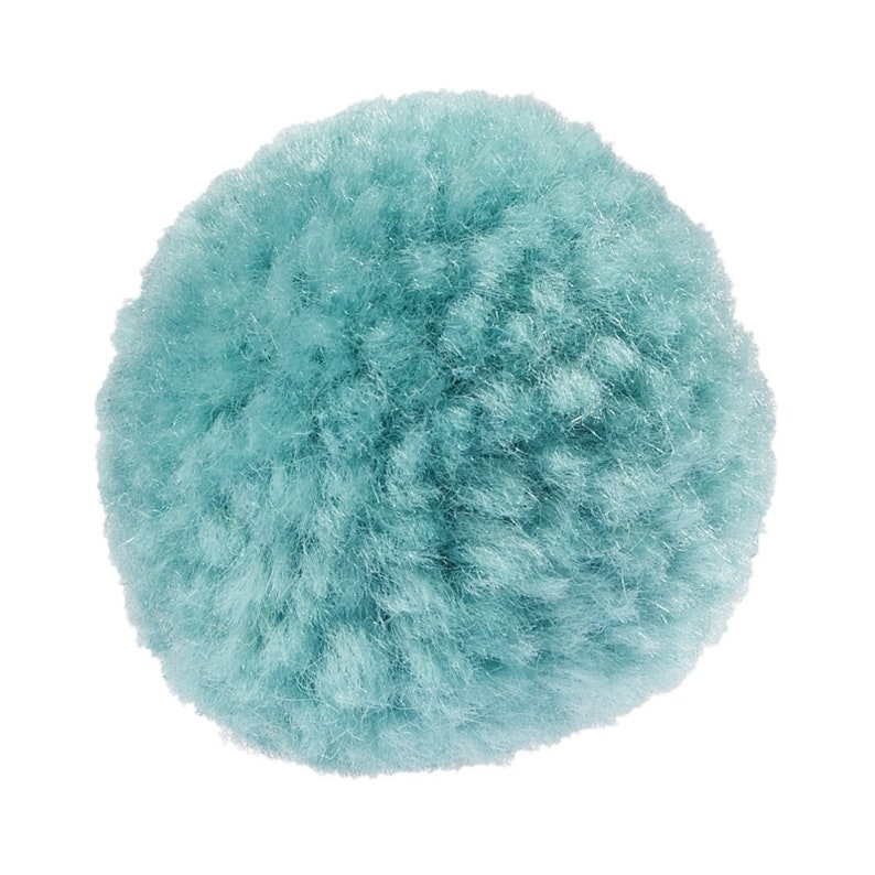 May include: A light blue fluffy pom pom.