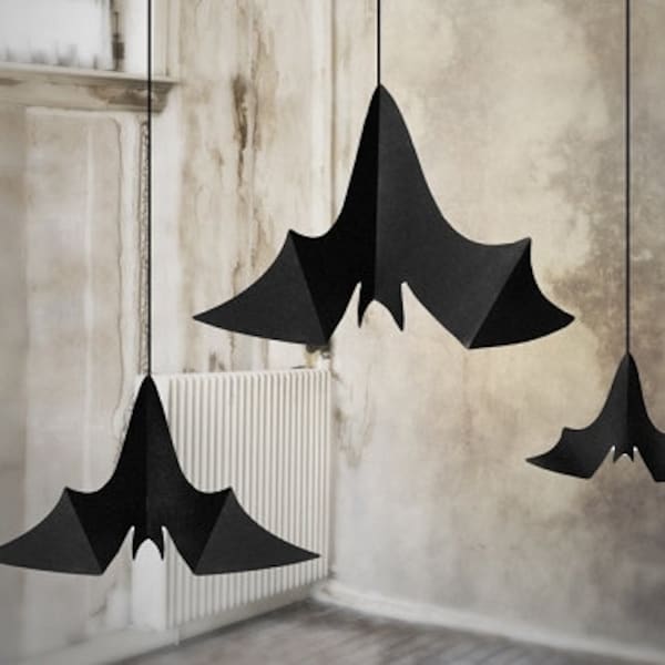 Halloween bats for hanging, 3 pieces in different sizes