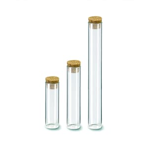 Test tube with cork lid 15 cm x 2.5 cm, 8 cm x 2.5 cm or 6 x 2.5 cm