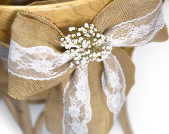 Jute ribbon, 15 cm wide, suitable as a table runner, chair sash, or church pew sash.