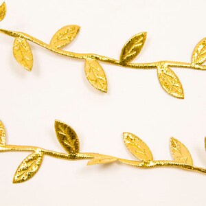 Leaf ribbon leaf ribbon leaf border made of satin approx. 3 cm wide in 10 colors Gold