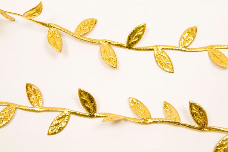Leaf ribbon leaf ribbon leaf border made of satin approx. 3 cm wide in 10 colors Gold