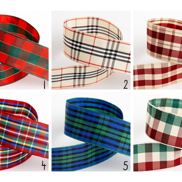 Stoffband 25 mm x 10 Meter mit karierten Mustern Tartan Muster Weihnachtsmuster