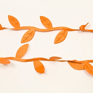 Leaf ribbon leaf ribbon leaf border made of satin approx. 3 cm wide in 10 colors Orange