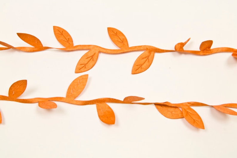 Leaf ribbon leaf ribbon leaf border made of satin approx. 3 cm wide in 10 colors Orange