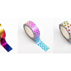 Washi Tape Metallic Regenbogen 15 mm x 10 m Rolle