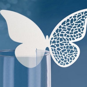 Glas-Marker Schmetterling, perlmuttweiß, 10 - 12 cm (10 Stück)