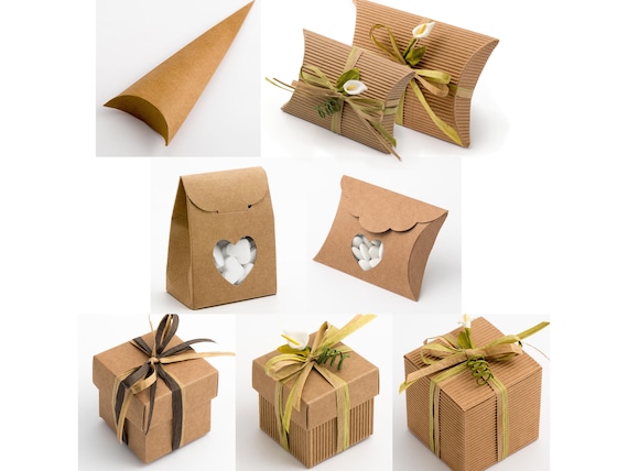 Kleine Schachteln aus Kraftpapier verschiedene Formen und Größen (10 Stück)