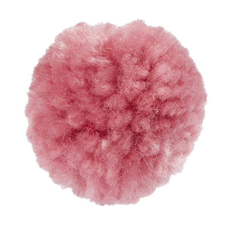 May include: A large, fluffy pink pom pom. The pom pom is made of soft, fuzzy yarn and is perfect for adding a touch of whimsy to any project.